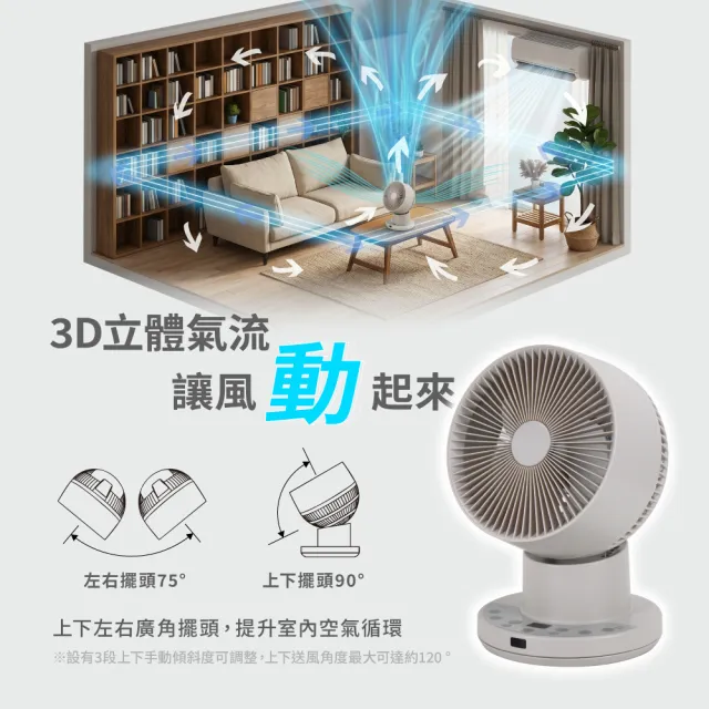 【FUNY】無線3D氣流循環扇 無線風扇 (靜音 大風量 USB充電 定時 遙控 室內戶外適用)