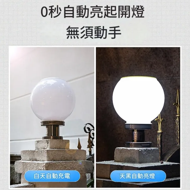 【映星照明】30cm太陽能柱頭燈 庭院燈 戶外燈 圓球燈 圍牆燈 門柱燈 戶外壁燈 太陽能燈 景觀燈 白光