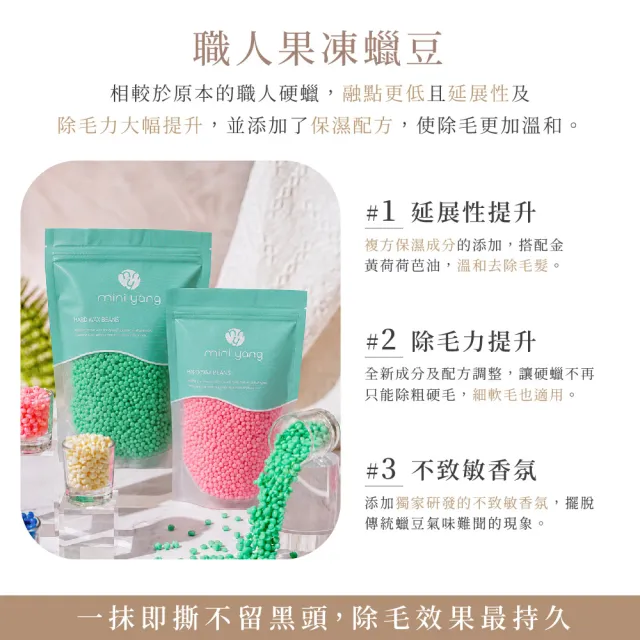 【MINI YANG】熱蠟除毛 職人果凍蠟豆500克 2入組(全新升級配方 除毛效果up 延展性up)