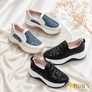 【MON’S】緹花閃鑽飛織鞋(直)