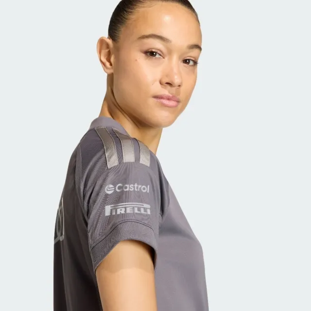 【adidas 愛迪達】Au Dr Jsy Ss Rw 女 T恤 運動上衣 復刻版賽車手服 鐵灰(KF0941)