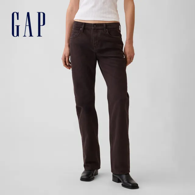 【GAP】中腰直筒錐形牛仔褲-大地棕(909024)