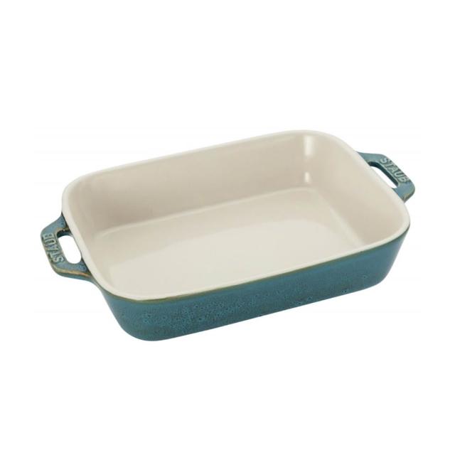 【STAUB】長方型陶瓷烤盤20x16cm-綠松石/1.1L(德國雙人牌集團官方直營)