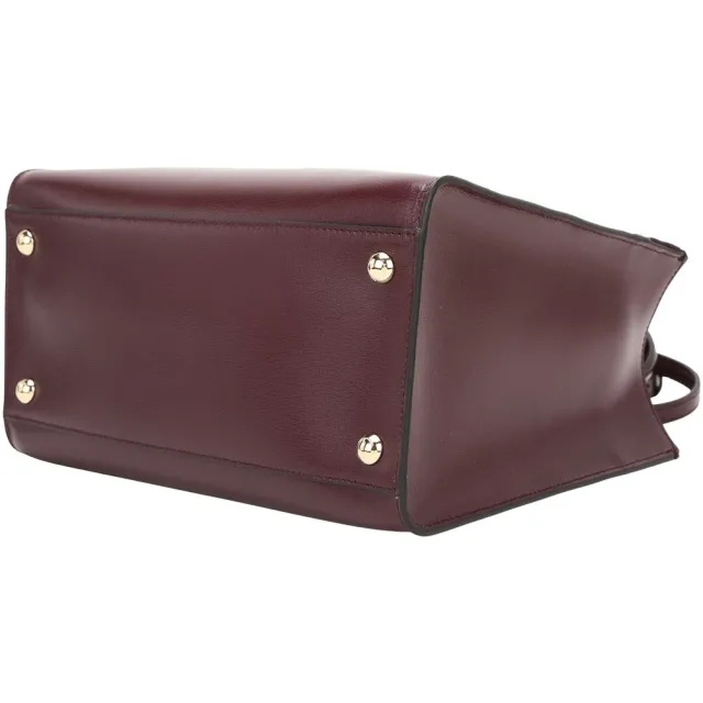【Salvatore Ferragamo】VARA 中款 羅緞蝴蝶結飾牛皮斜背/手提包(酒紅)(鍊帶包 凱莉包 兩用包)