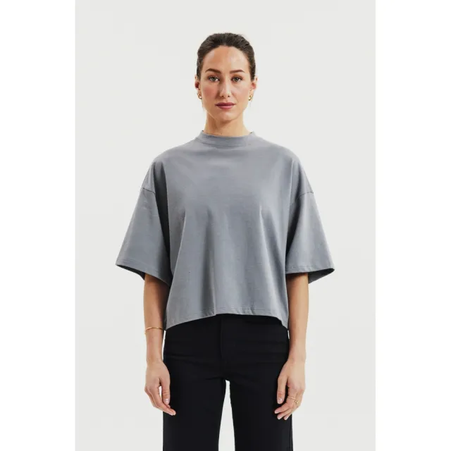 【Bread & Boxers】Heavy T shirt 女款 率性寬版純棉T恤 - 雲霧灰