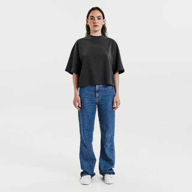 【Bread & Boxers】Heavy T shirt 女款 率性寬版純棉T恤 - 煙燻灰
