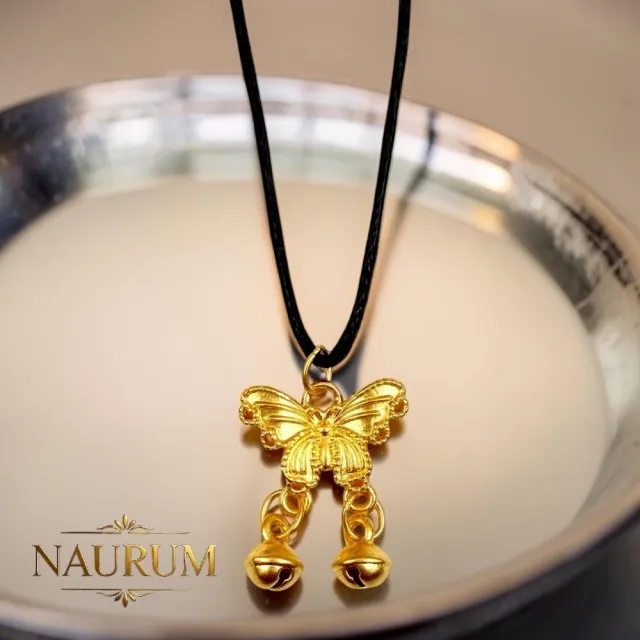 (NAURUM)黃金墜飾蝶舞金鈴0.13錢附贈皮繩