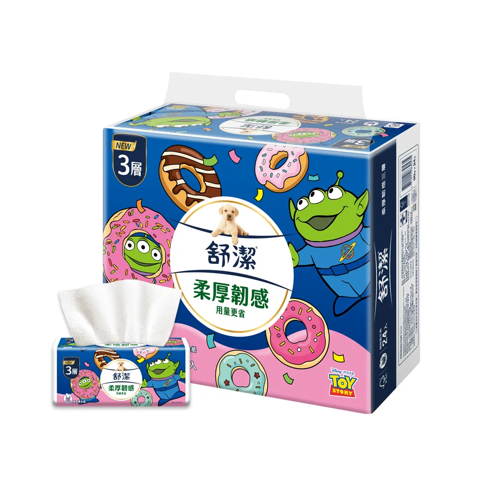 【Kleenex 舒潔】momo獨家☆柔厚韌感三層抽取衛生紙-三眼怪限定款 90抽x24包/串 (迪士尼 玩具總動員)
