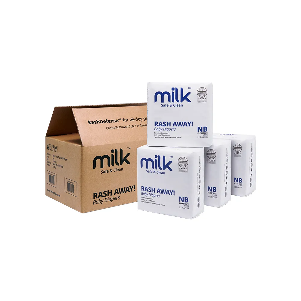 【milk】鎖水芯牛奶尿布 黏貼型 NB款(88片/箱)