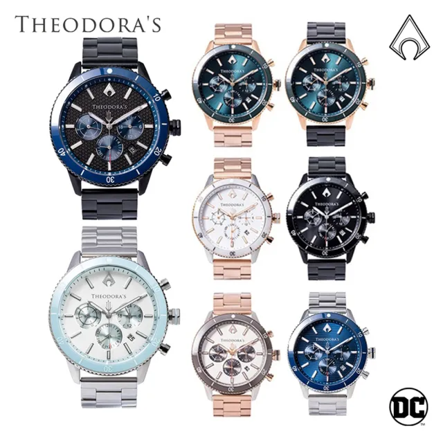 【THEODORA’S 希奧朵拉】大錶面｜水行俠夜光潛水手錶(潛水錶 10ATM 真三眼計時 日期顯示 陶瓷圈 石英錶)