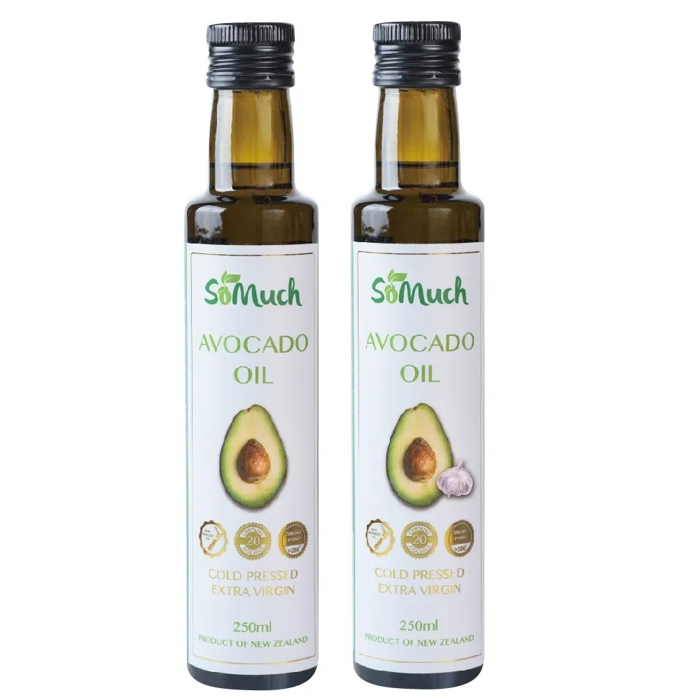 【壽滿趣】Somuch紐西蘭頂級冷壓初榨酪梨油1+蒜香酪梨油1-250mlx2(可生飲/低溫冷壓)