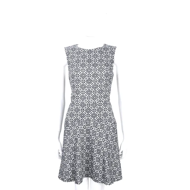 【TORY BURCH】深藍色幾何圖騰無袖洋裝(連身裙 TB)