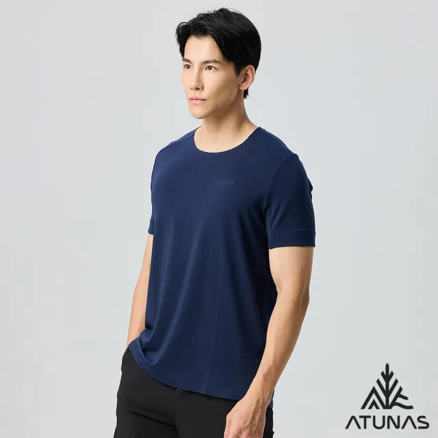 【ATUNAS 歐都納】男款POLARTEC DELTA涼感短袖T恤(A1TS2502M藏青/吸濕排汗/抗UV防曬/透氣快乾/戶外登山)