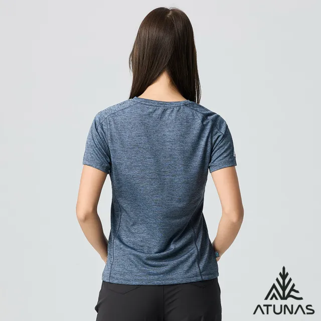 【ATUNAS 歐都納】女/再生循環回收/酷涼節能抑菌短袖T恤(A1TS2511WC麻花靛藍/抗臭/吸濕排汗/環保衣/涼感)