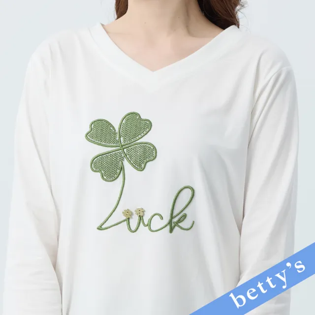 【betty’s 貝蒂思】幸運草七分袖V領T-shirt(共二色)