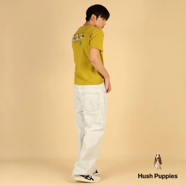 【Hush Puppies】男女共穿 T恤 涼感Q版坐姿狗刺繡T恤 (橄欖綠 / 63211801)