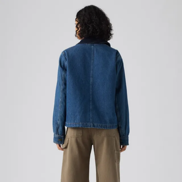 【LEVIS】拼接領短版工作牛仔外套 / 夾克 女生上衣 熱賣單品 006S6-0000