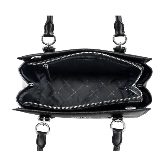 【Michael Kors】MARILYN 素面防刮皮革手提/斜背兩用包-中/黑