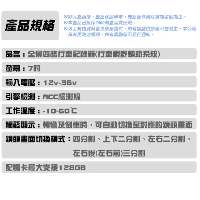 【任e行】VX3 環景四鏡頭 1080P 行車紀錄器 行車視野輔助器、大貨車、大客車及各式車輛適用