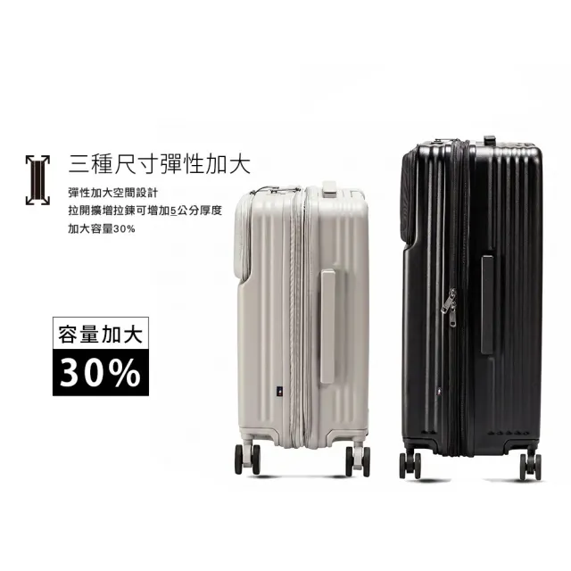 【ELLE】超輕量！24吋口袋系列 100%PC前開口袋快取式可加大行李箱 旅行箱 EL34742 (任選)