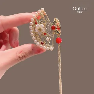 【Gulicc 古莉可】髮夾 中國風 珍珠流蘇 古典抓夾(雙11 生日 髮飾 頭飾 鯊魚夾 抓夾 禮物)