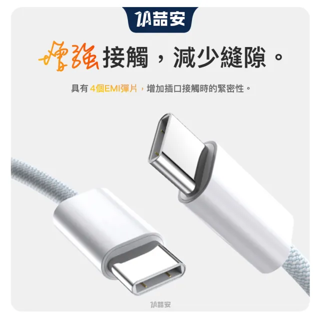 【ZA 喆安】Type-C to Type-C編織充電線2m(適用蘋果iPhone17/16/MacBook/iPad手機快充線)