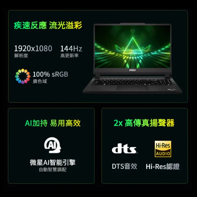 升級32G★【MSI 微星】15.6吋i7-13620H RTX5050電競筆電(Cyborg 15 Max/16G/512G SSD/W11/C13WE-054TW)
