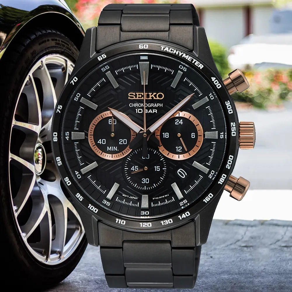 【SEIKO 精工】CS系列 台灣獨家 胎紋計時腕錶 七夕 情人節 送禮 (SSB475P1/8T63-00Y0U)