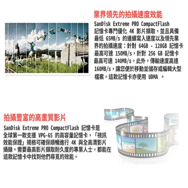 【SanDisk 晟碟】全新加速版 32GB Extreme Pro CF 記憶卡 4K支援(最高讀速160MB/s 有限永久保固)