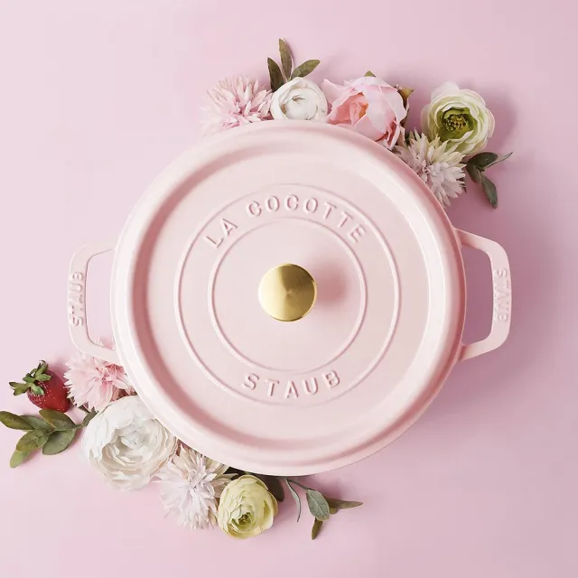 【STAUB】圓形琺瑯鑄鐵鍋24cm+雙耳煎鍋24cm/含玻璃蓋(德國雙人牌集團官方直營)