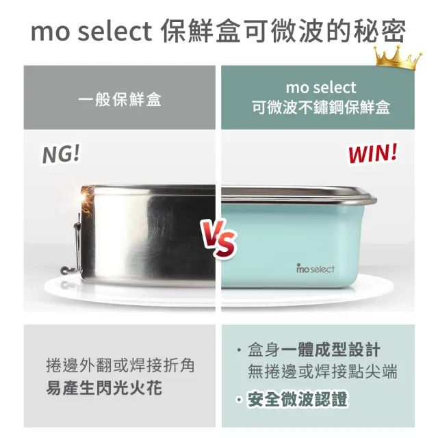 【mo select】超值3入組-可微波密封不鏽鋼保鮮盒800mlx2+1200ml(mo選/便當盒/保鮮收納/食物儲存盒)