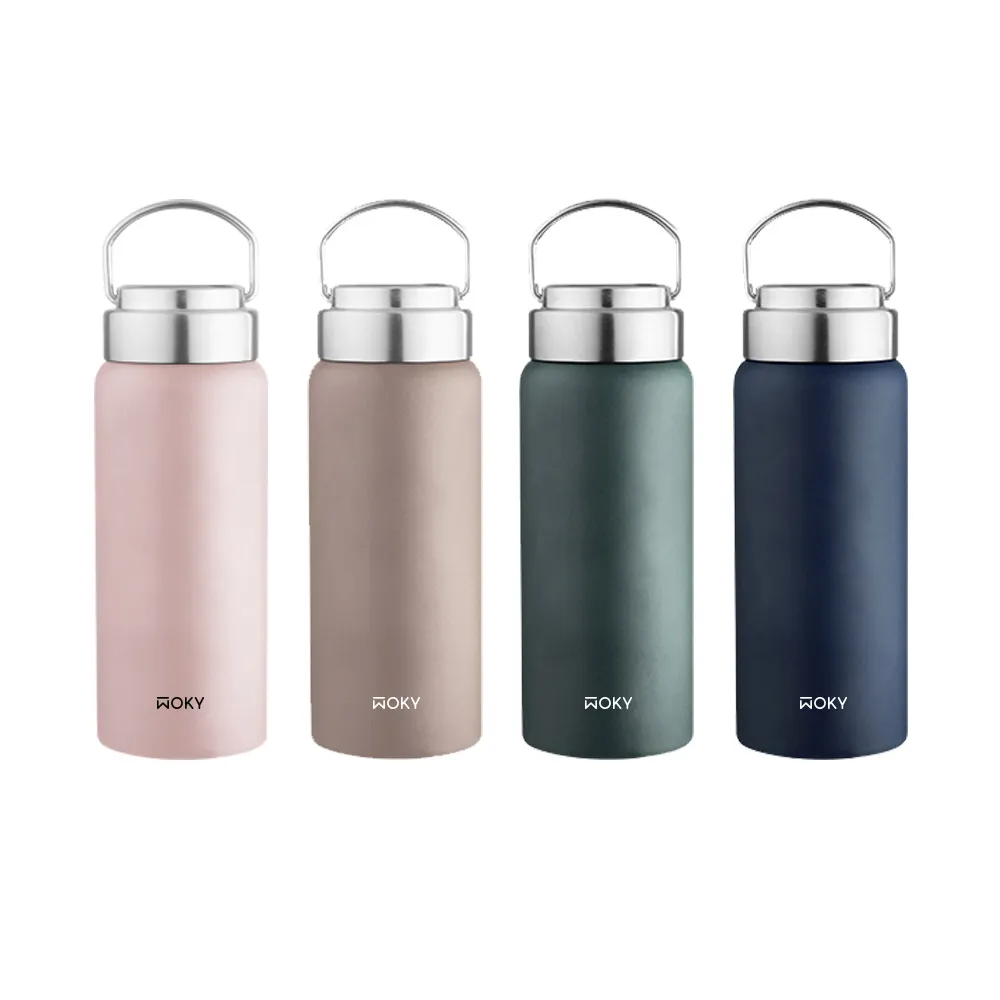 【WOKY 沃廚】提手輕芯鈦瓷易潔層保溫杯500ml(保溫瓶)