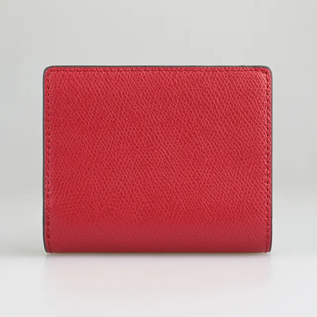 【FURLA 芙拉】FURLA 雷雕鍍金字LOGO Camelia系列小牛皮4卡按釦式零錢短夾(寶石紅x淡粉紅)