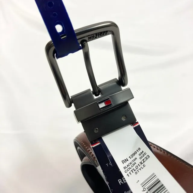 【TOMMY HILFIGER】TOMMY 皮帶 35MM寬 偏軟 雙面 外黑內棕 腰帶 選大不選小 休閒皮帶 送禮(皮帶8150內1)