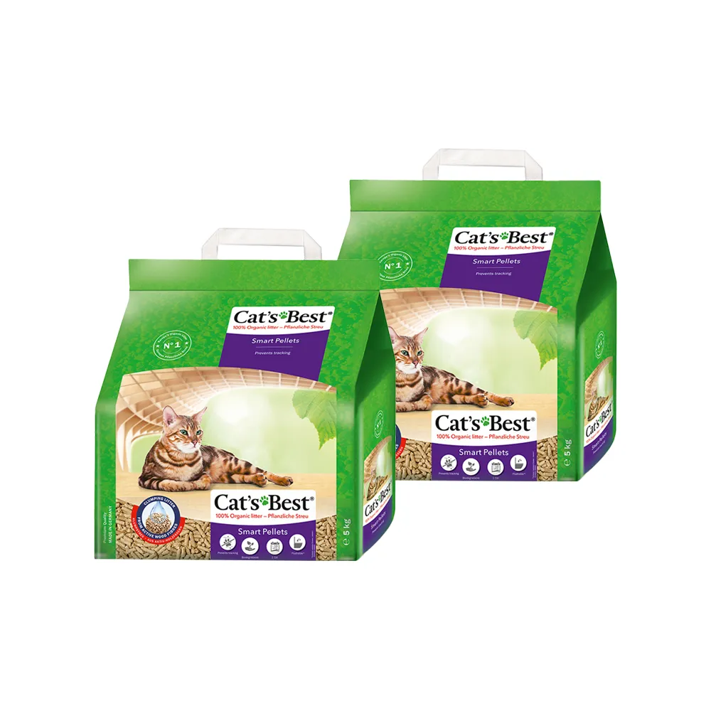 【CAT’S BEST 凱優】特級無塵凝結木屑砂（紫標凝結型）10L/5kgx2入(貓砂木屑砂/環保砂/杉木砂)