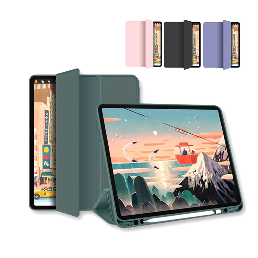 【ANTIAN】iPad Air7/Air6/Air5/Air4 2025/2024 智慧休眠喚醒內置筆槽平板皮套 防摔保護套 保護殼