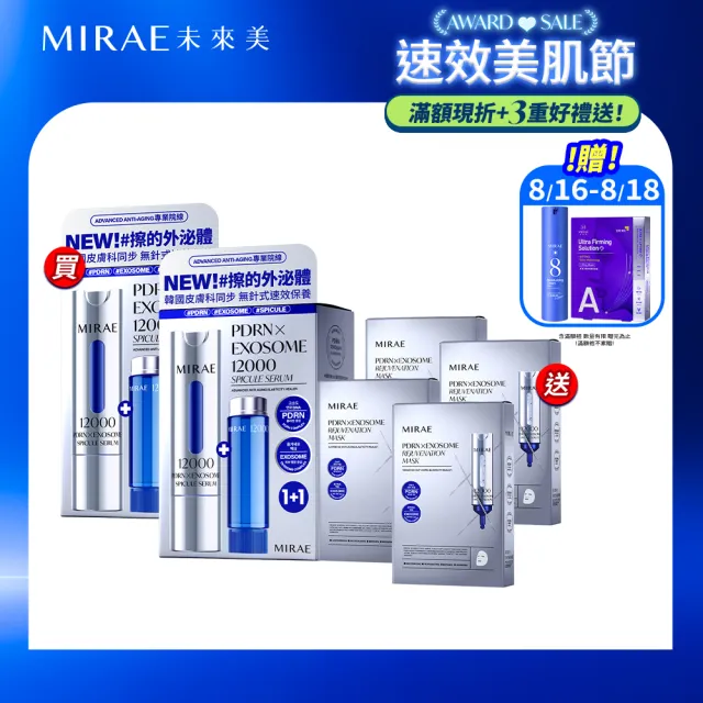 【MIRAE 未來美】專業院線韓國PDRN+牛奶外泌體精華液x2+PDRN面膜x4
