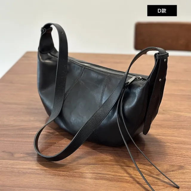【巴黎精品】現貨+預購 真牛皮側背包月牙包真皮包包馬鞍包單肩背包(休閒百搭斜背女包包3款a1mk1 A)