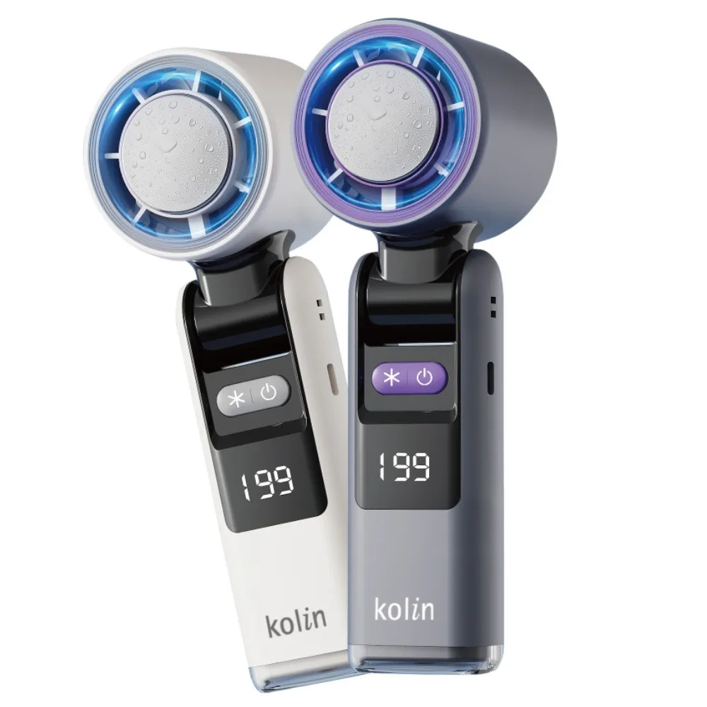 【Kolin 歌林】199段製冷高速折疊隨身風扇手持風扇KF-HC210U(高級麻編繩+手電筒設計)