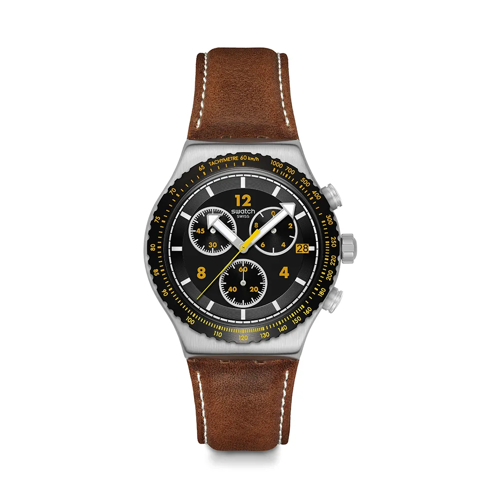 【SWATCH】CANYON CHASER 金屬運動手錶/男錶/女錶/瑞士製造 YVS530(43mm)
