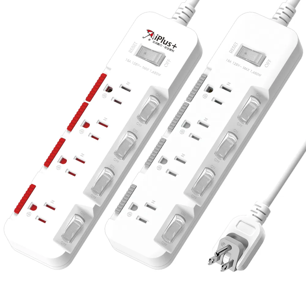 【iPlus+ 保護傘】5開4插3P防塵抗雷擊旋轉插頭延長線1.2M(PU-3547S 斜面開關.台灣製.防火)
