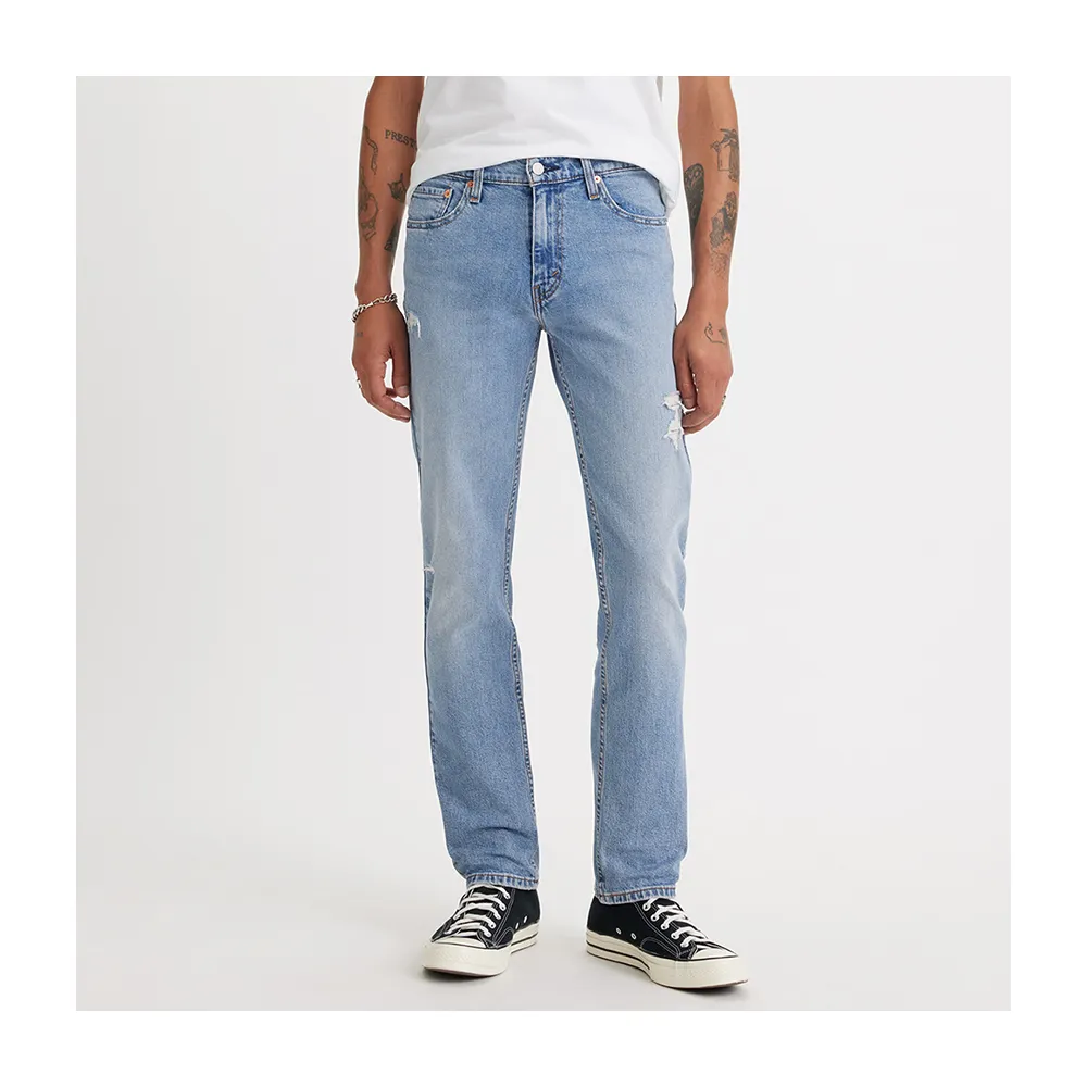 【LEVIS】男款 511低腰修身窄管牛仔褲 / 精工輕藍染微磨損刷破 / 天絲棉 / 彈性布料 熱賣單品