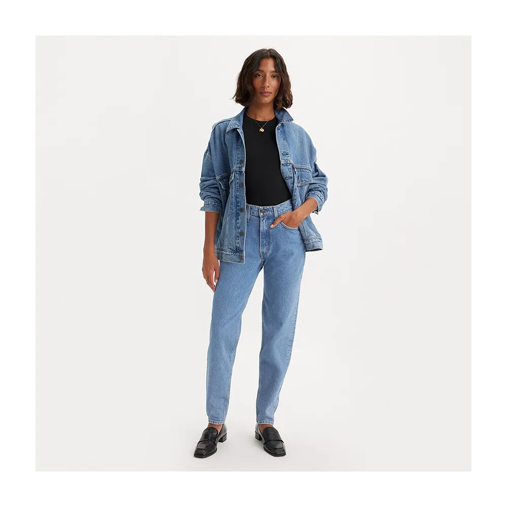 【LEVIS】女 上寬下窄 80年復古高腰寬鬆版牛仔褲/淺藍水洗/及踝款 彈性布料 熱賣單品 A3506-0017
