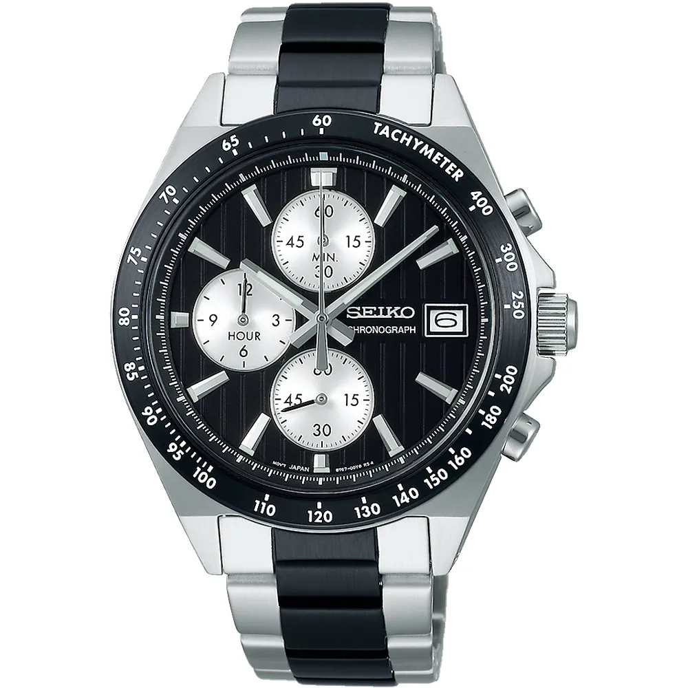 【SEIKO 精工】CS系列 時尚三眼計時手錶-41mm 情人節 送禮(8T67-00Y0D/SBTR043J)