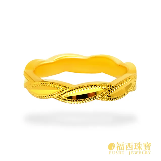 【福西珠寶】黃金戒指 #10.5 月桂花冠 固圍戒滾珠葉片桂冠造型 中性寬版 男女皆宜(金重0.59錢正負0.03錢)