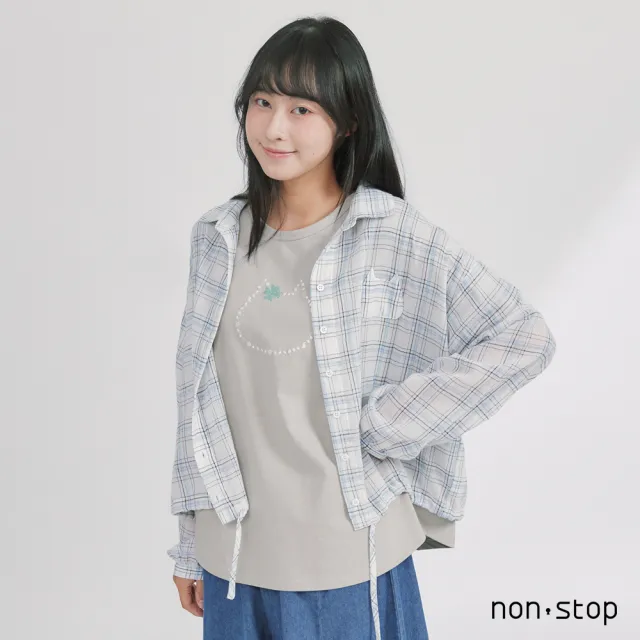 【non-stop】柔霧格紋寬鬆襯衫-2色