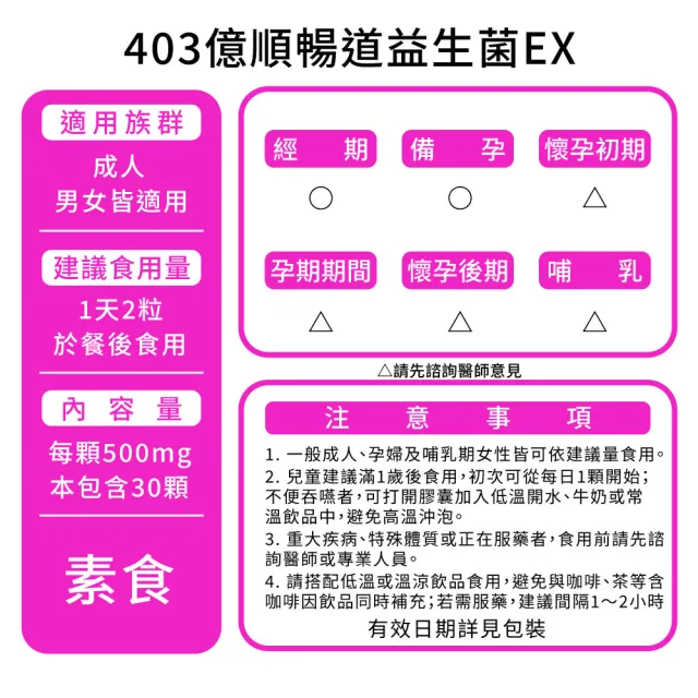 【Puriginal Life 昂萃】403億順暢道益生菌EX6包組(共180顆 專利益生菌;膳食纖維;益生質;排便順暢)