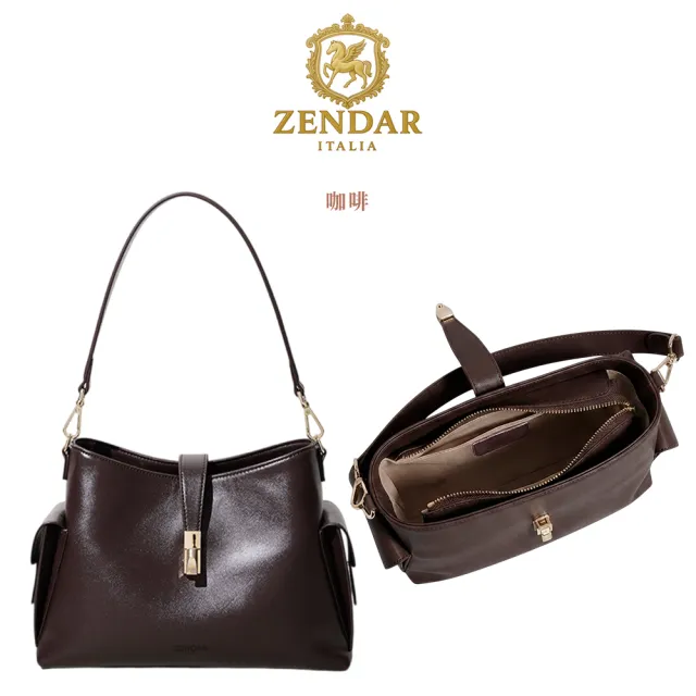 【ZENDAR】直播限定 限量1折 頂級小牛皮肩背包 琳達系列 全新專櫃展示品 (2色選)