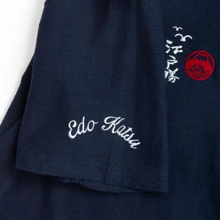 【EDOKATSU 江戶勝】男裝 加大碼 經典多圖刺繡印花短袖T恤(丈青色)