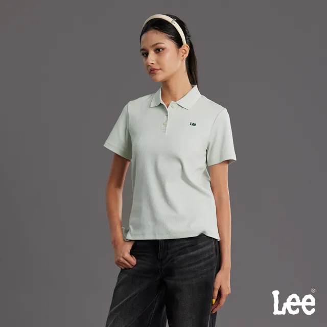 【Lee】女裝 短袖POLO衫 左胸小LOGO 湖水綠 標準版型 / LB603004001